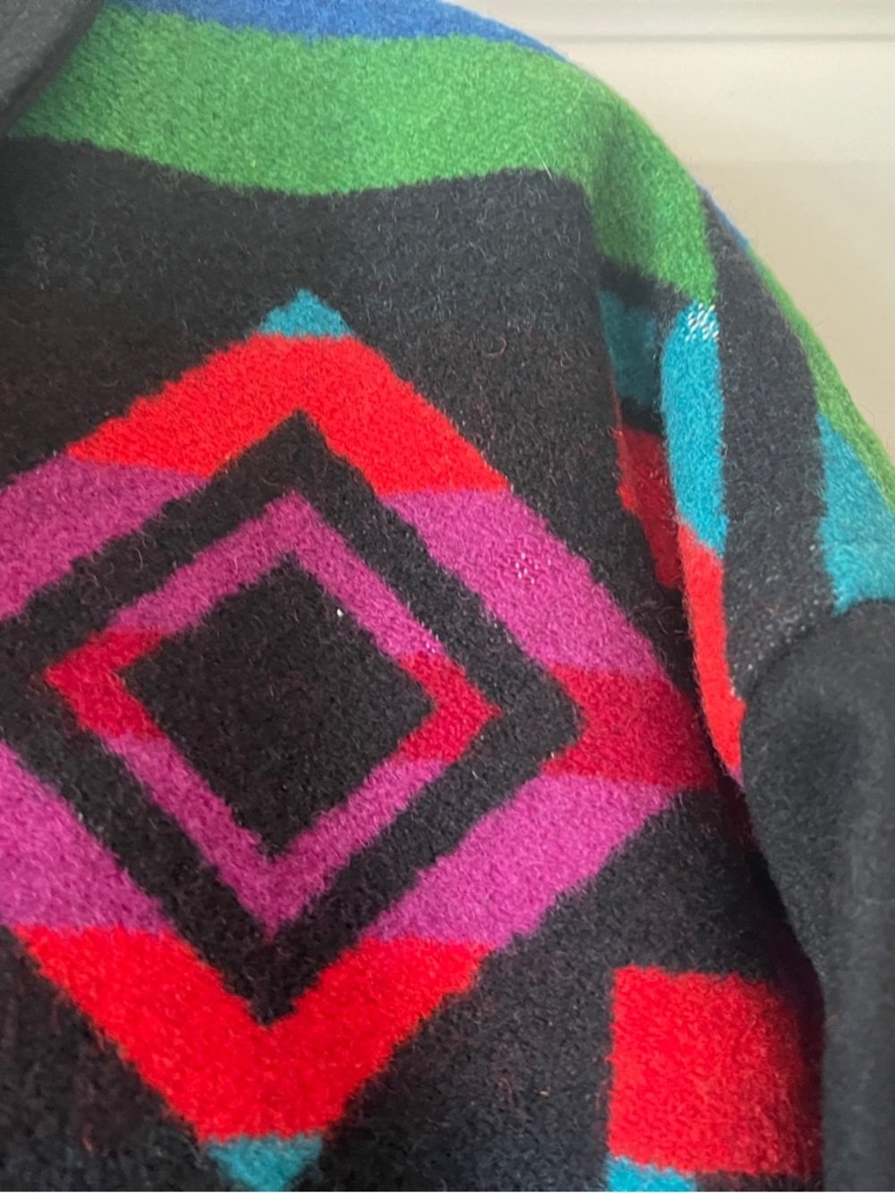 {Pendleton} Vintage XL Wool Aztec Collar Black Multicolor Zip Jacket - Picture 8 of 10